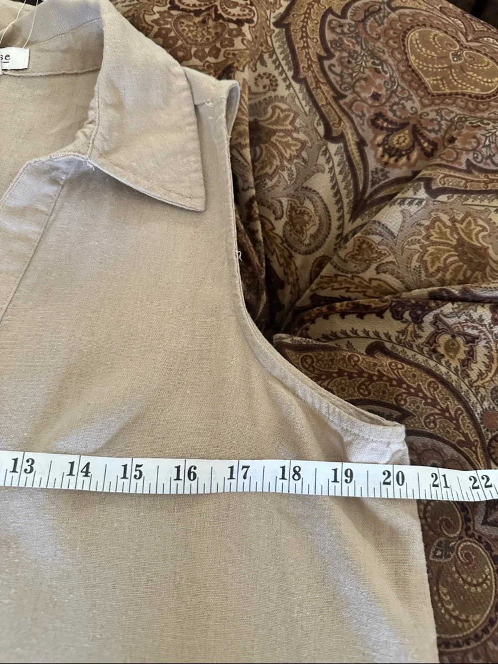 NWT Per Se Linen Collared Sleeveless Dress in Natural Beige Medium